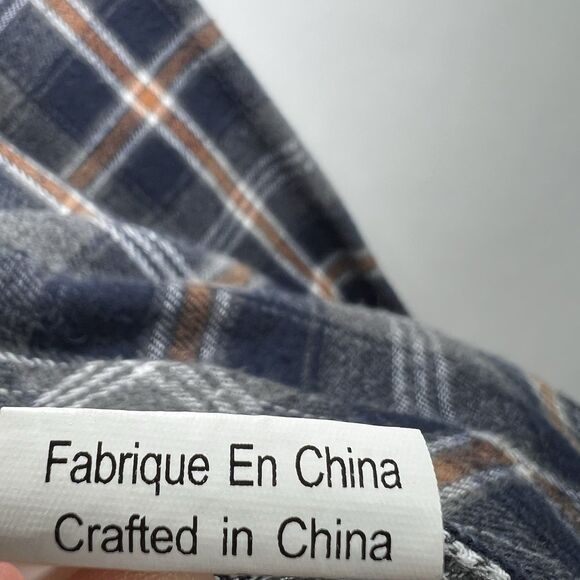 Rue Saint-Patrick Montreal Button Up Flannel Shirt Mens Medium Blue Orange Plaid - Picture 11 of 14